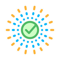 Poster - Approved Mark In Center Of Rays Element Vector Icon Thin Line. Approved Sign On Document File, Computer Monitor And Smartphone Display Concept Linear Pictogram. Contour Illustration