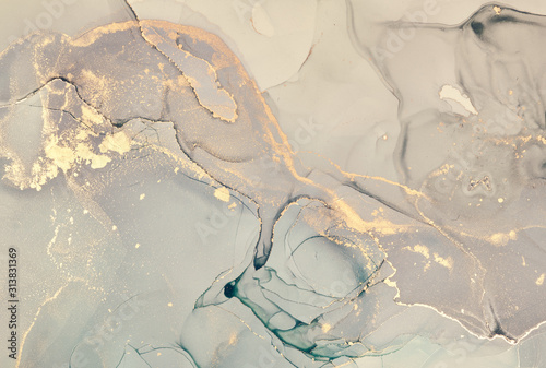 Alcohol ink colors translucent. Abstract multicolored marble texture background. Design wrapping paper, wallpaper. Mixing acrylic paints. Modern fluid art. Alcohol Ink Pattern