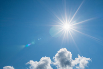 cloud and blue sky with sun background