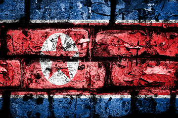 Poster - flag of north korea with texture. template for design