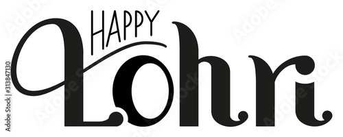 Cuadros en Lienzo Happy Lohri lettering text indian holiday Punjabi festival for greeting card
