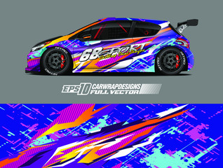  Racing car wrap design vector. Graphic abstract stripe racing background kit designs for wrap vehicle, race car, rally, adventure and livery. Full vector eps 10