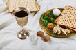 Holiday matzoth celebration matzoh jewish passover bread of kosher wine