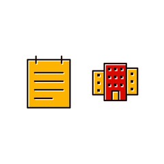 2 Office Icons Sheet Isolated On White Background...