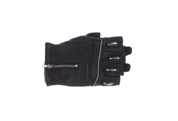 Wall Mural - biker black leather glove isolated on white background