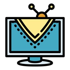 Poster - Modern tv set icon. Outline modern tv set vector icon for web design isolated on white background