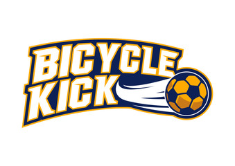 Wall Mural - stock vector soccer or football emblem bicycle kick typeface. sports logo illustration   