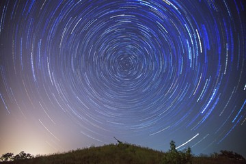 Wall Mural - star tracks, gun on the hill