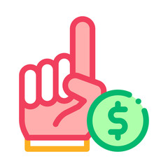 Sticker - Hand Sign Money Betting And Gambling Icon Vector Thin Line. Contour Illustration