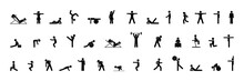 Sport Icons, Silhouettes Set, People Do Gymnastics, Gym Illustration, Stick Figure Man