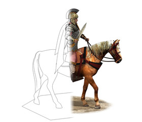 rider, warrior on horseback, 3D rendering, 3D illustration