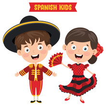 Spanish Children Wearing Traditional Clothes