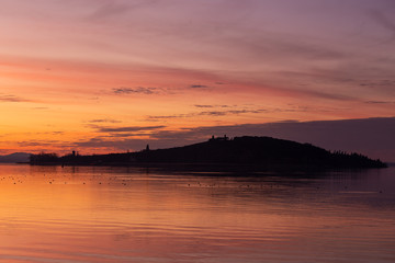 Wall Mural - sunset on the trasimeno lake Umbria Italy Europe