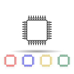 Poster - CPU multi color style icon. Simple thin line, outline vector of computer parts icons for ui and ux, website or mobile application