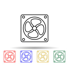 Poster - PC system fan multi color style icon. Simple thin line, outline vector of computer parts icons for ui and ux, website or mobile application