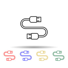 Poster - USB cable multi color style icon. Simple thin line, outline vector of computer parts icons for ui and ux, website or mobile application