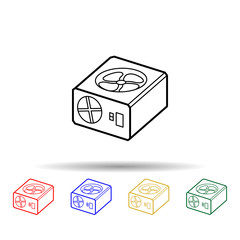 Poster - Power supply multi color style icon. Simple thin line, outline vector of computer parts icons for ui and ux, website or mobile application