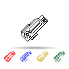 Poster - Graphic card multi color style icon. Simple thin line, outline vector of computer parts icons for ui and ux, website or mobile application