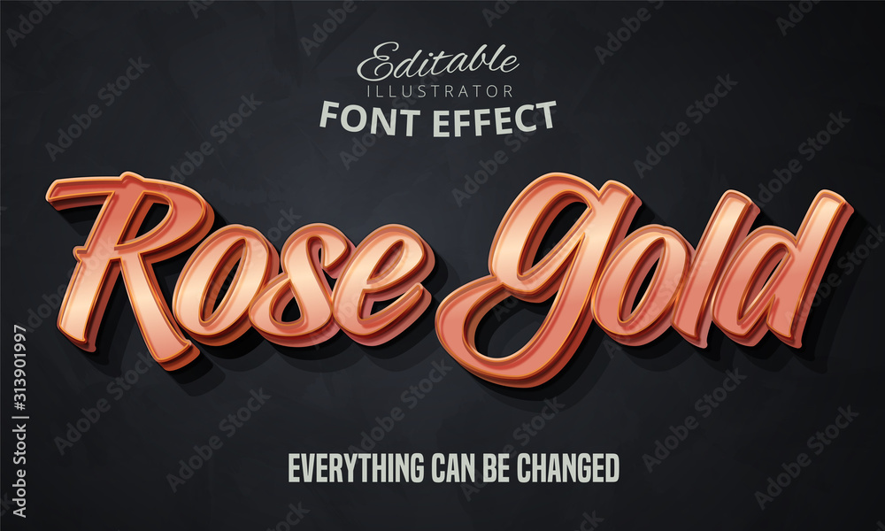 Rose gold text, editable font effect - obrazy, fototapety, plakaty 