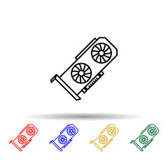 Poster - graphic card multi color style icon. Simple thin line, outline vector of computer parts icons for ui and ux, website or mobile application