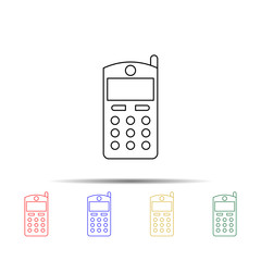 Poster - generation of small phones multi color style icon. Simple thin line, outline vector of generation icons for ui and ux, website or mobile application