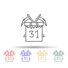 Poster - calendar with spits multi color style icon. simple thin line, outline vector of halloween icons for ui and ux, website or mobile application