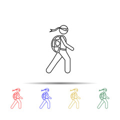 Poster - man with turtle shell multi color style icon. Simple thin line, outline vector of vmle bag and luggage icons for ui and ux, website or mobile application