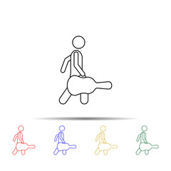 Poster - man with guitar bag multi color style icon. Simple thin line, outline vector of vmle bag and luggage icons for ui and ux, website or mobile application
