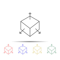 Poster - 3d box with arrows multi color style icon. Simple thin line, outline vector of measure icons for ui and ux, website or mobile application
