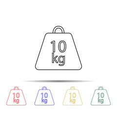 Poster - Weight symbol 10 kilograms multi color style icon. Simple thin line, outline vector of measure icons for ui and ux, website or mobile application