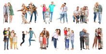 Collage With Different People On White Background