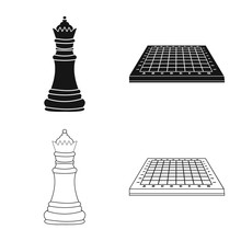 Isolated Object Of Checkmate And Thin Logo. Collection Of Checkmate And Target Stock Symbol For Web.