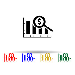 Poster - Magnified Rising Bars Chart multi color style icon. Simple glyph, flat vector of profit icons for ui and ux, website or mobile application