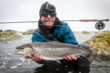 Winter sea fishing trophy