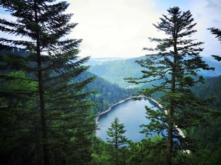 Vue sur lac des corbeaux, Vosges, France