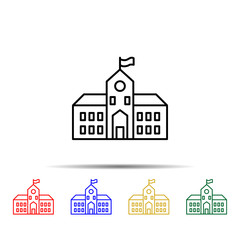 Poster - school building multi color style icon. Simple thin line, outline vector of school icons for ui and ux, website or mobile application