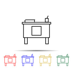 Poster - teacher's desk multi color style icon. Simple thin line, outline vector of school icons for ui and ux, website or mobile application