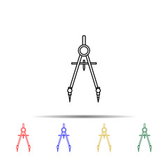 Poster - Compass multi color style icon. Simple thin line, outline vector of sciense icons for ui and ux, website or mobile application