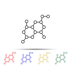 Poster - Molecules multi color style icon. Simple thin line, outline vector of sciense icons for ui and ux, website or mobile application