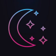 Aufkleber - Moon and stars nolan icon. Simple thin line, outline vector of space icons for ui and ux, website or mobile application