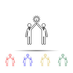 Poster - Light bulb people concept of two people multi color style icon. Simple thin line, outline vector of team work icons for ui and ux, website or mobile application