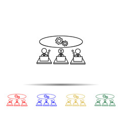 Poster - people work group multi color style icon. simple thin line, outline vector of team work icons for ui