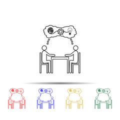 Poster - People sitting on the table idea multi color style icon. Simple thin line, outline vector of team work icons for ui and ux, website or mobile application