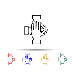 Poster - Teamwork hands multi color style icon. Simple thin line, outline vector of team work icons for ui and ux, website or mobile application