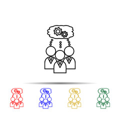 Poster - The team is thinking the same multi color style icon. Simple thin line, outline vector of team work icons for ui and ux, website or mobile application