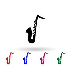 Poster - Saxophone multi color icon. Simple glyph, flat vector of theatre icons for ui and ux, website or mobile application