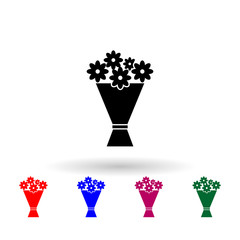 Poster - Bouquet of flowers multi color icon. Simple glyph, flat vector of theatre icons for ui and ux, website or mobile application