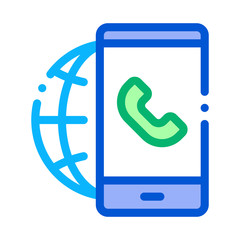 Poster - Voip Smartphone Internet Connection Icon Vector. Outline Voip Smartphone Internet Connection Sign. Isolated Contour Symbol Illustration