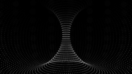 Fototapete - Tunnel or wormhole. Wireframe 3D surface tunnel grid. 3d rendering.