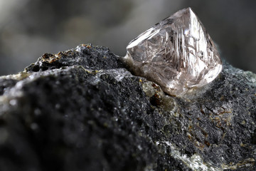 Canvas Print - natural diamond nestled in kimberlite